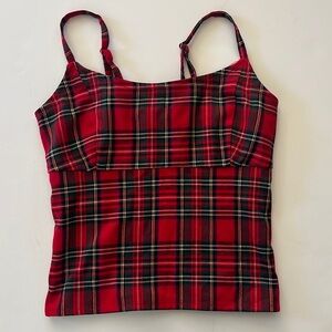 Brandy Melville red plaid tank top